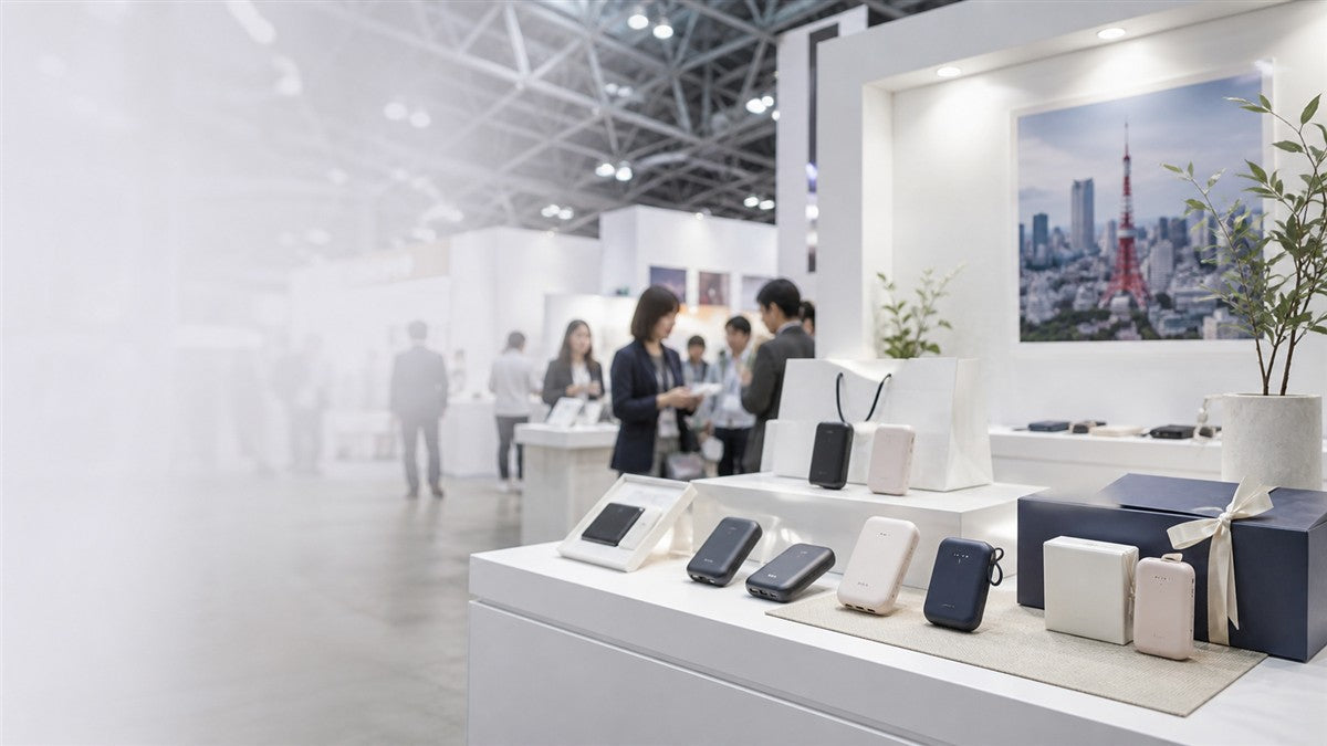 東京のギフト展示会で紹介されるコンパクトなモバイルバッテリー