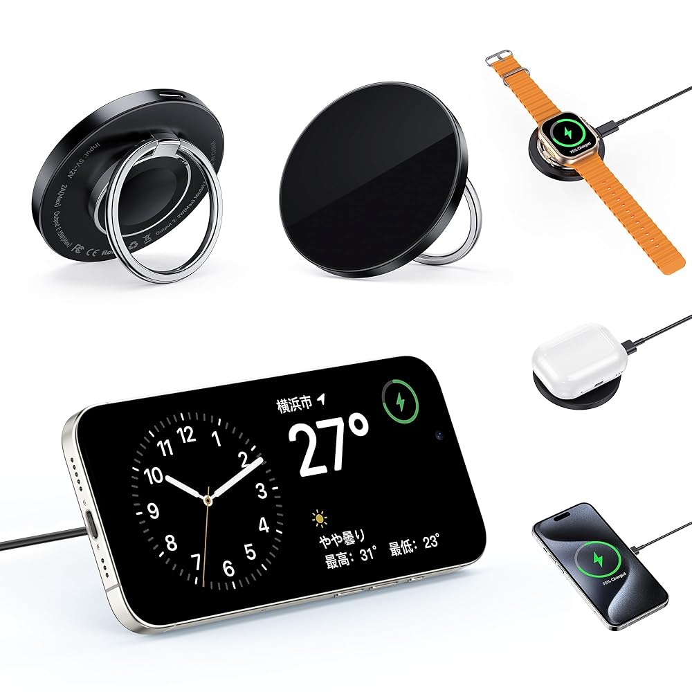 RORRY 3IN1ワイヤレス スマホリング・スタンド機能付