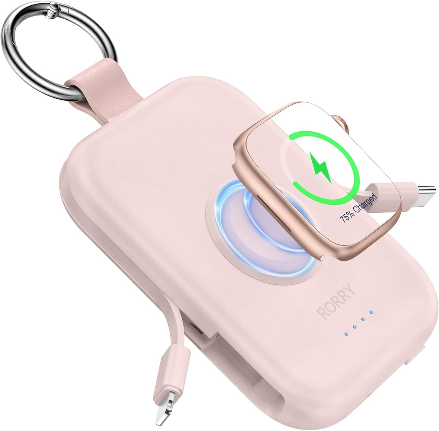 RORRY apple watch 充電器 モバイルバッテリー 5000mAh 2本ケーブル内蔵