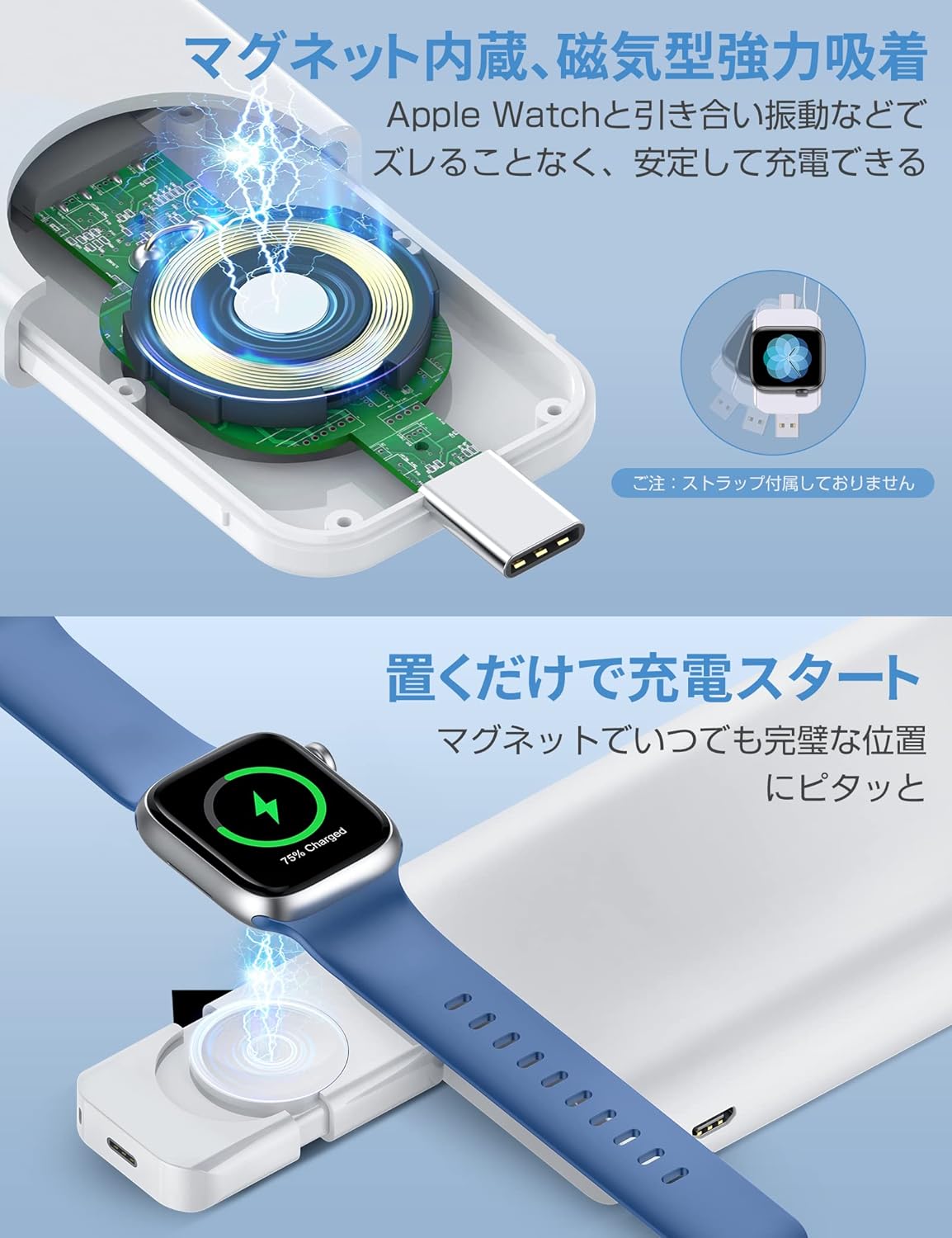 RORRY For アップルウォッチ 充電器 マグネット式
