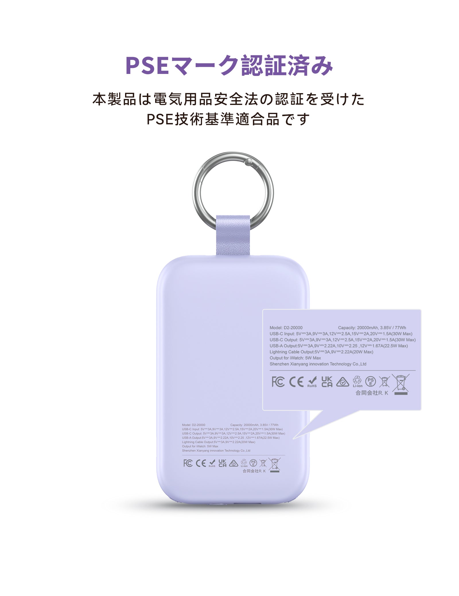 RORRY CharmGo D2 20000mAh キーホルダー型 モバイルバッテリー(30W対応)