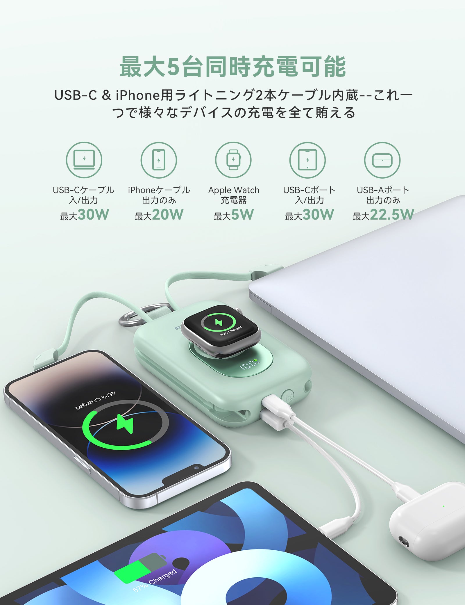 RORRY CharmGo D2 20000mAh キーホルダー型 モバイルバッテリー(30W対応)