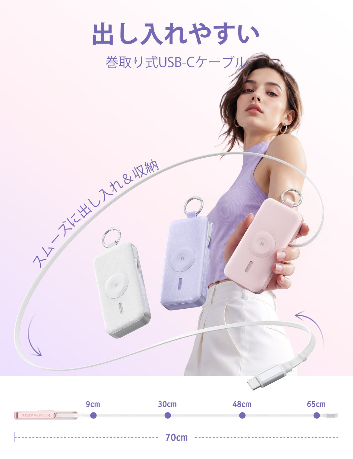 RORRY CharmGo® D3 12000mAh キーチェーン型モバイルバッテリー 30W