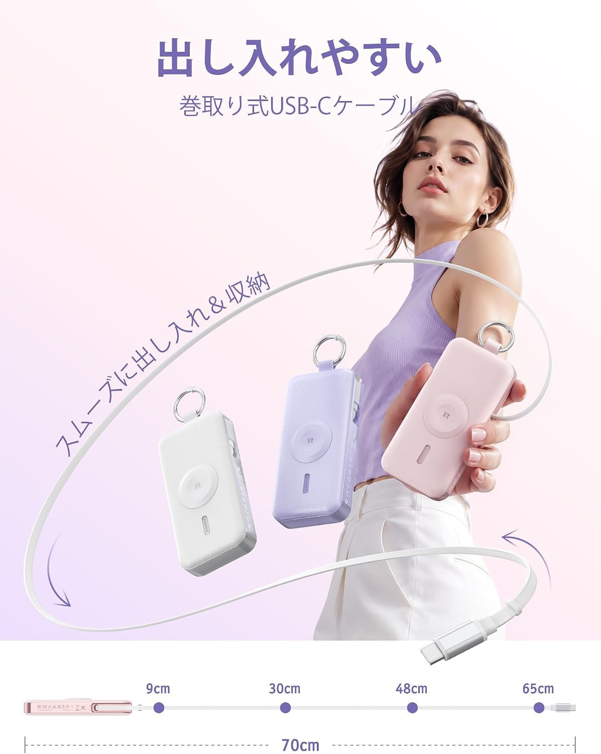 RORRY CharmGo® D3 12000mAh キーチェーン型モバイルバッテリー 30W