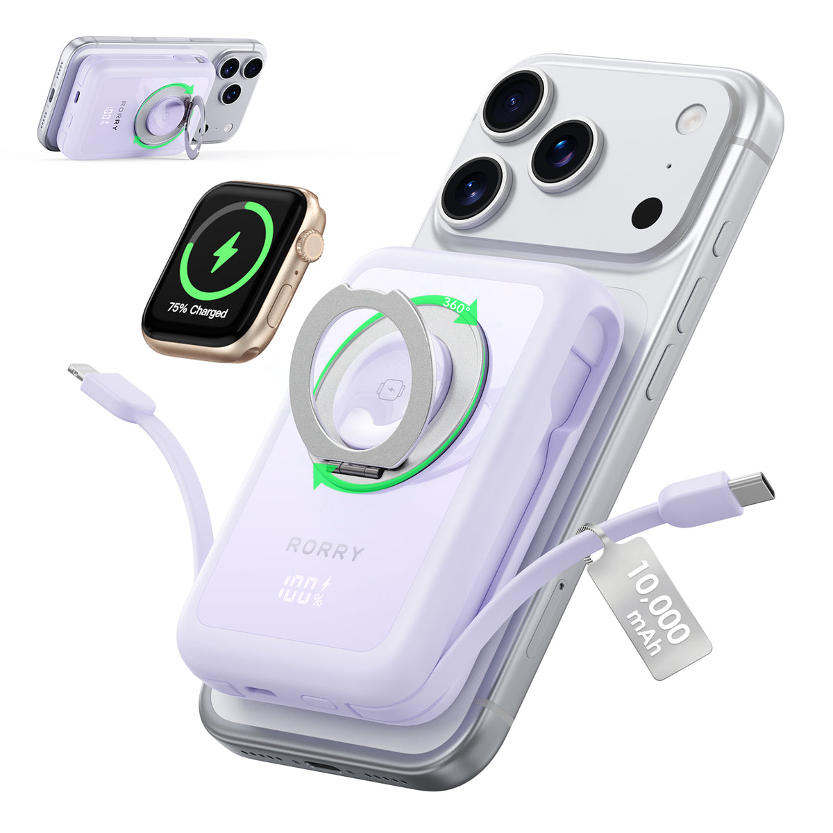 RORRY CharmAir P8-10000mAh MagSafeモバイルバッテリー 22.5W