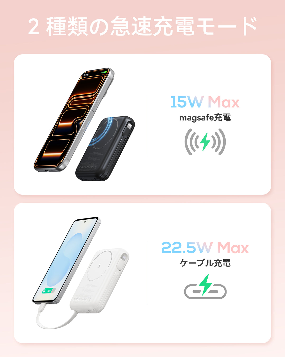 RORRY CharmAir P8-10000mAh MagSafeモバイルバッテリー 22.5W