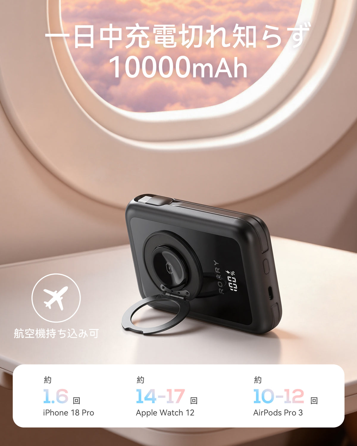 RORRY CharmAir P8-10000mAh MagSafeモバイルバッテリー 22.5W
