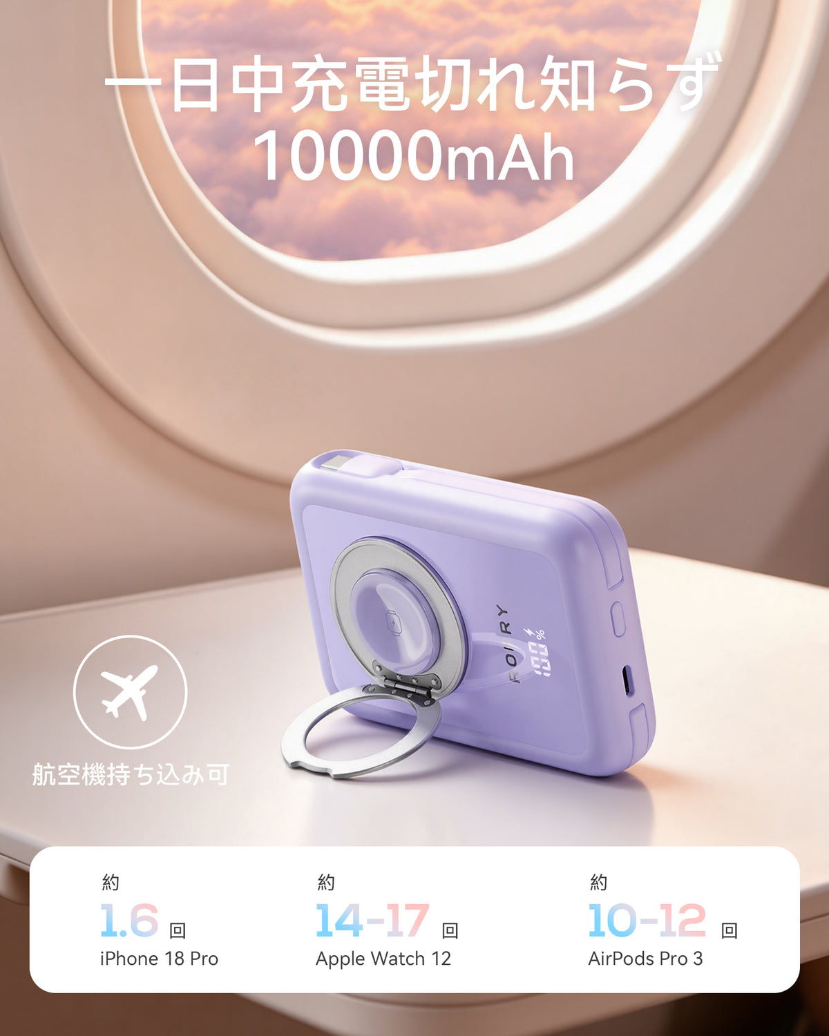 RORRY CharmAir P8-10000mAh MagSafeモバイルバッテリー 22.5W