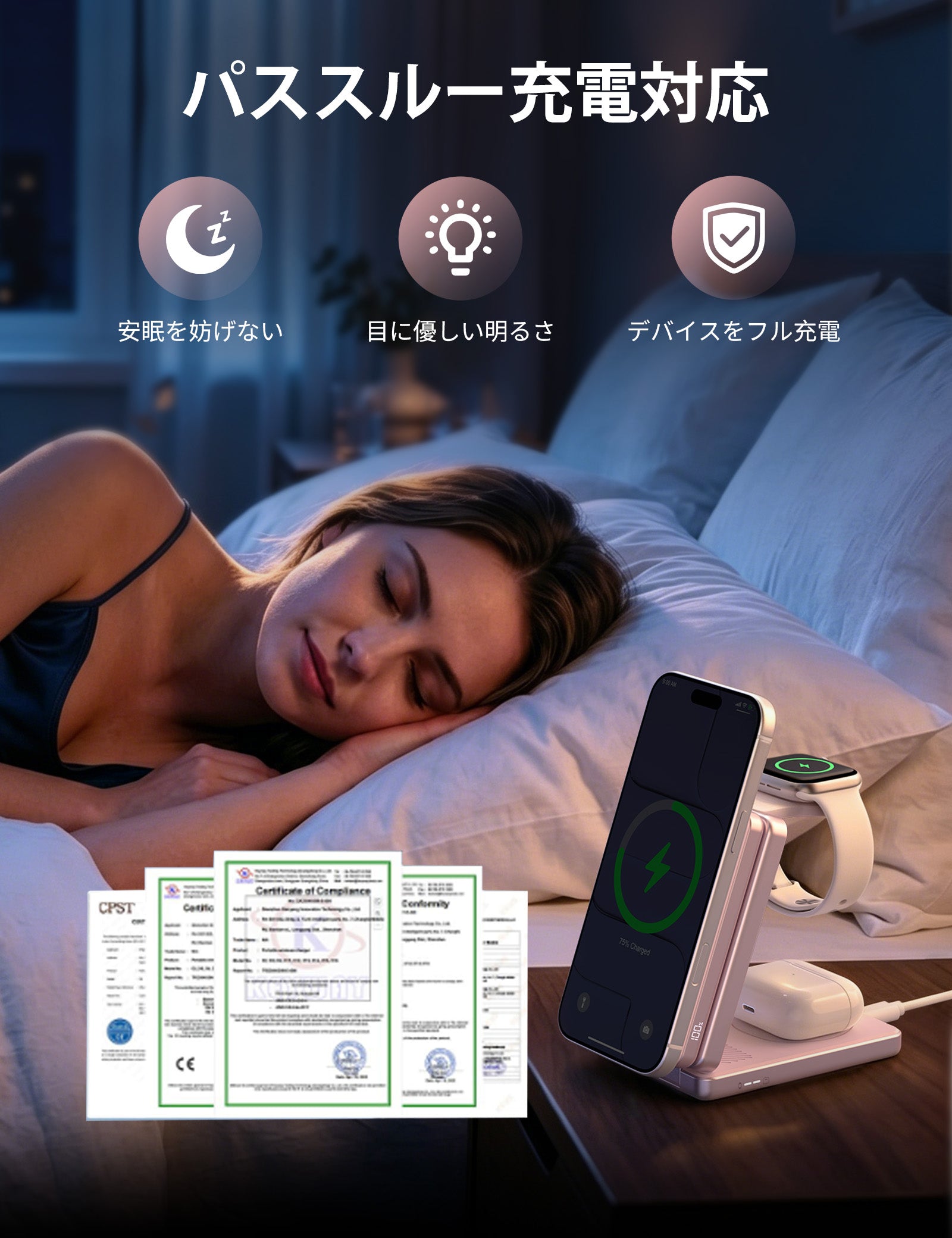 RORRY AuraDock M1-10000mAh 4in1 充電ステーション マグネット式モバイルバッテリー 30W