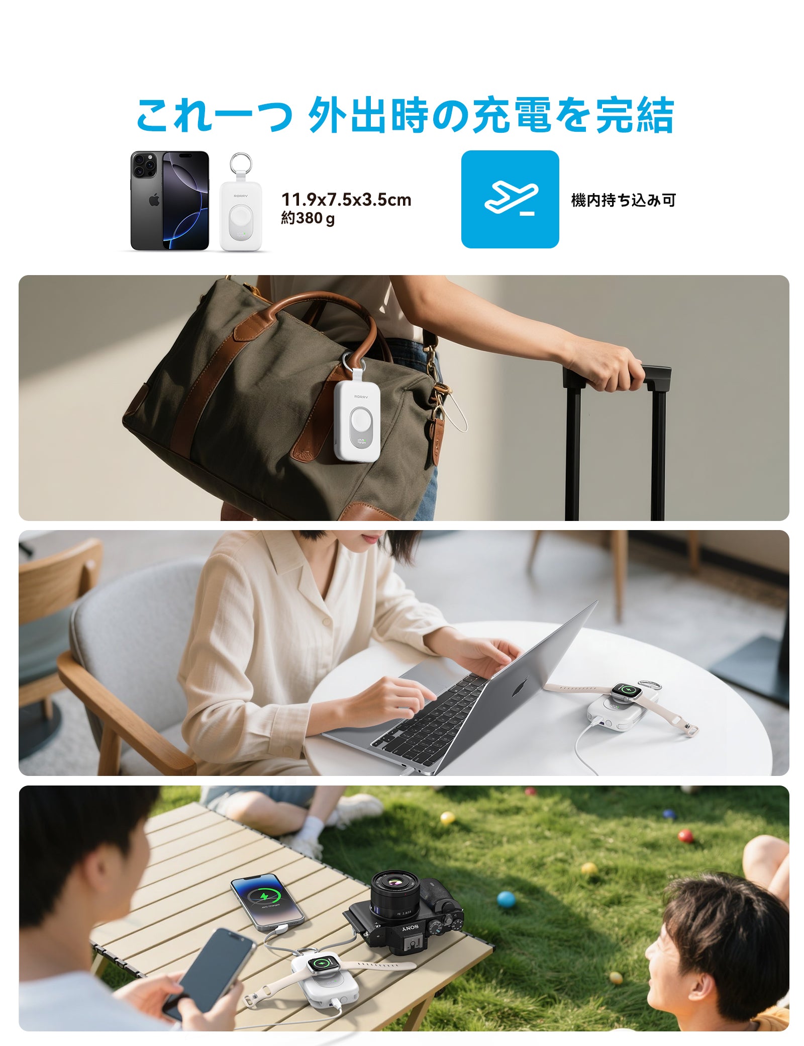 RORRY CharmGo D2 20000mAh キーホルダー型 モバイルバッテリー(30W対応)