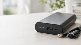 ランプと接続端子を確認できるモバイルバッテリー