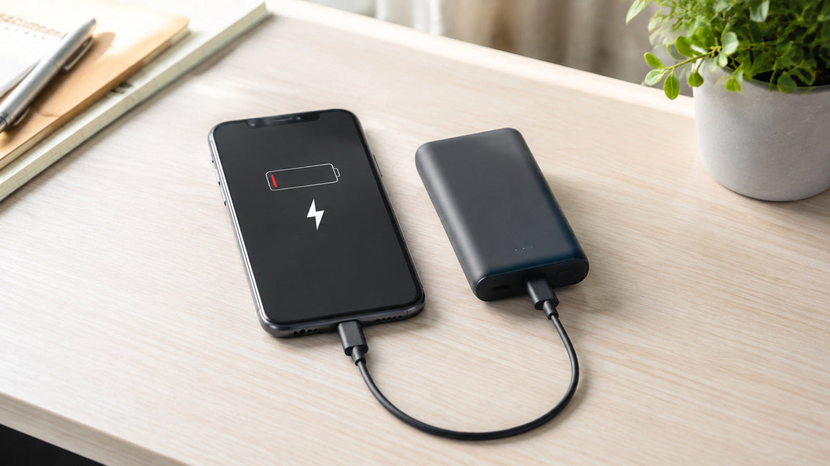 モバイルバッテリー接続中にスマートフォンの残量が減る状態