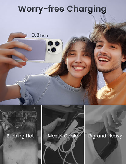 RORRY D14 モバイルバッテリー MagSafe対応 5000mAh 超薄型アルミ 2台同時ワイヤレス充電 PSE認証 iPhone 17/16/15/14/13/12対応