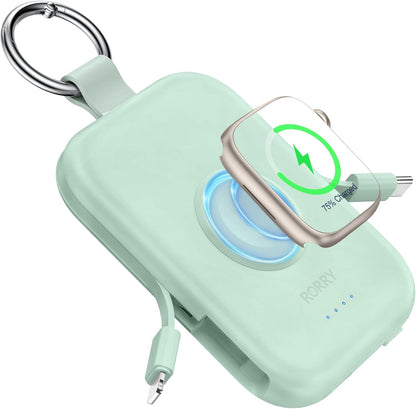 RORRY apple watch 充電器 モバイルバッテリー 5000mAh 2本ケーブル内蔵