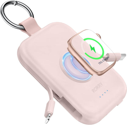 RORRY apple watch 充電器 モバイルバッテリー 5000mAh 2本ケーブル内蔵