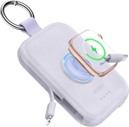 RORRY apple watch 充電器 モバイルバッテリー 5000mAh 2本ケーブル内蔵