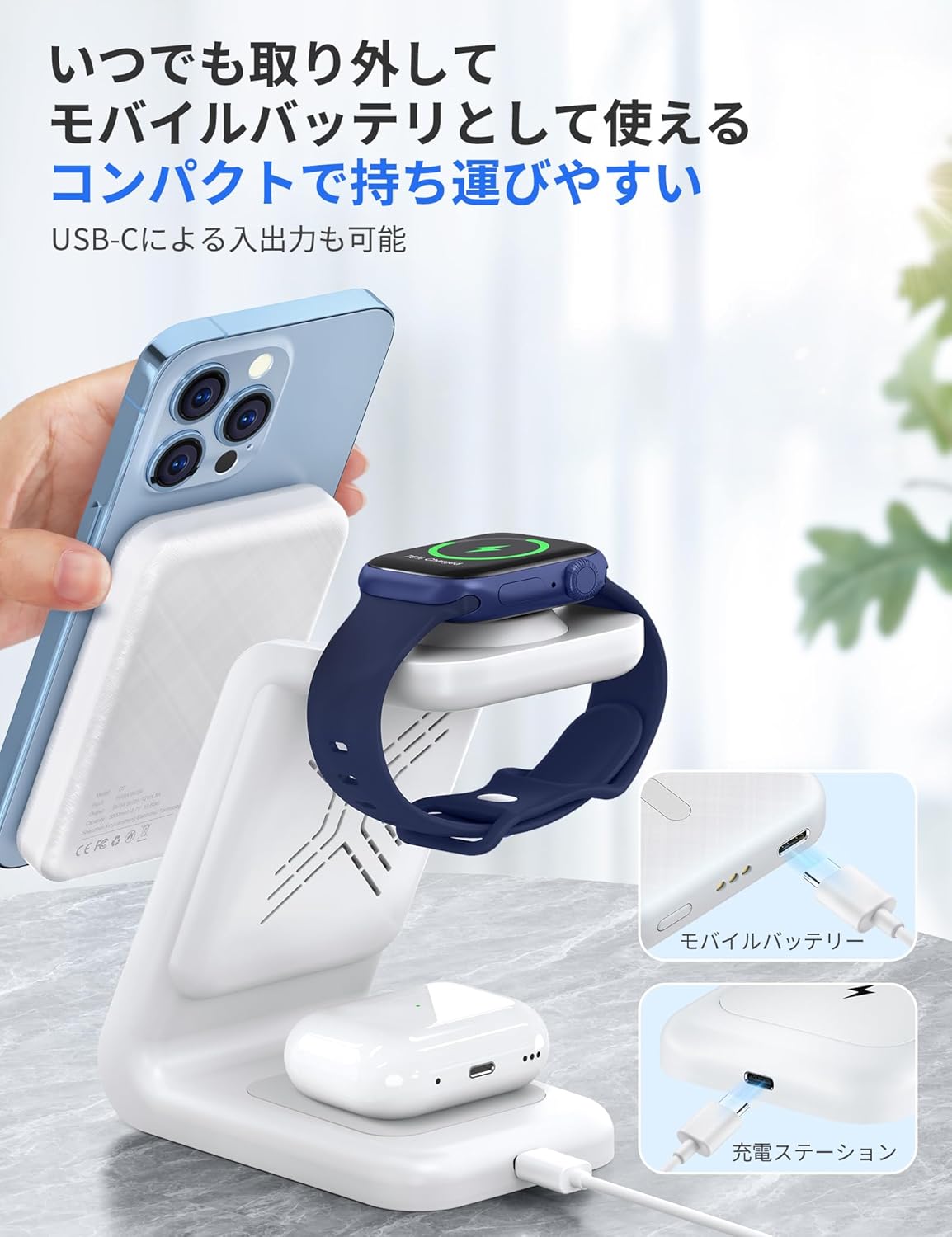 [新品] Rorry モバイルバッテリー 4in1 RORRY ワイヤレス充電器 4in1 モバイルバッテリー – RORRY