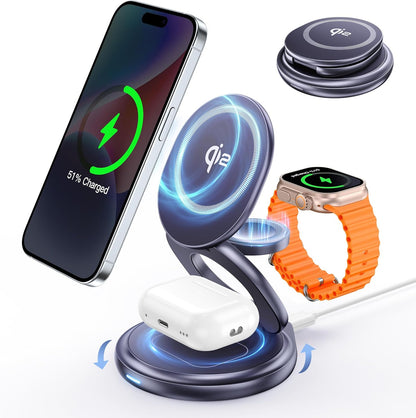 RORRY 3in1 Qi2認証済み 360°回転式スタンド