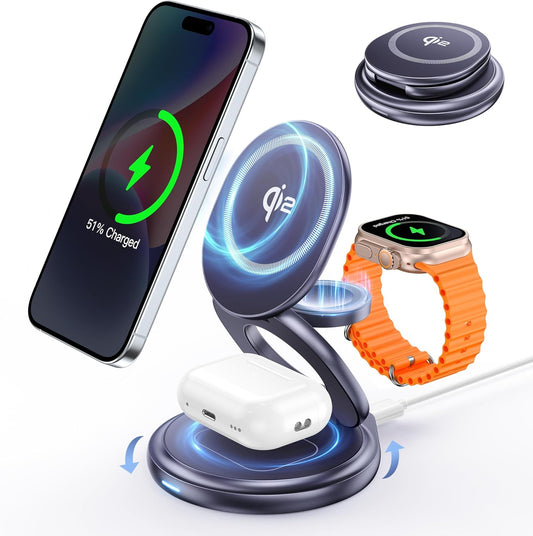 RORRY 3in1 Qi2認証済み 360°回転式スタンド