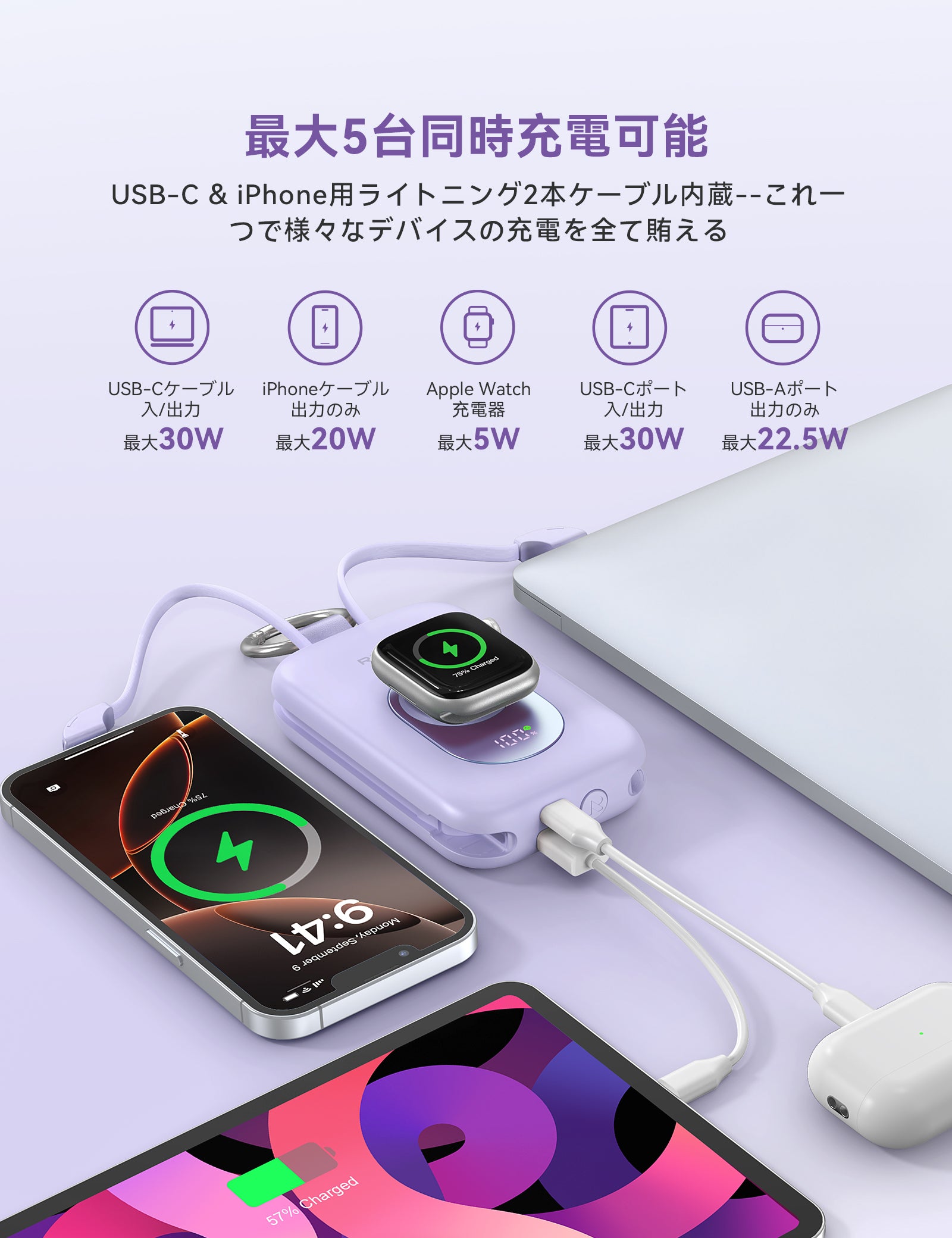 RORRY CharmGo D2 20000mAh キーホルダー型 モバイルバッテリー（30W対応）