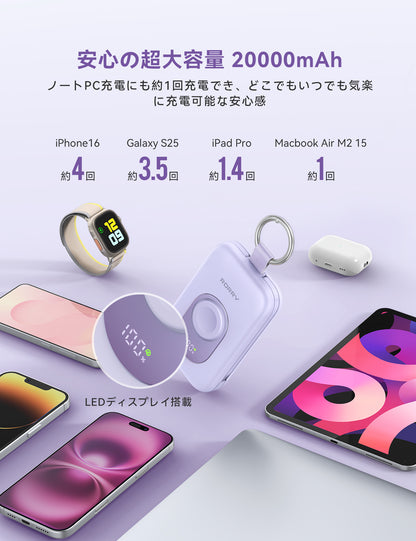 RORRY CharmGo D2 20000mAh キーホルダー型 モバイルバッテリー（30W対応）