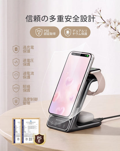 RORRY AuraDock® M2-5000mAh 4in1 充電ステーション 着脱式モバイルバッテリー付き