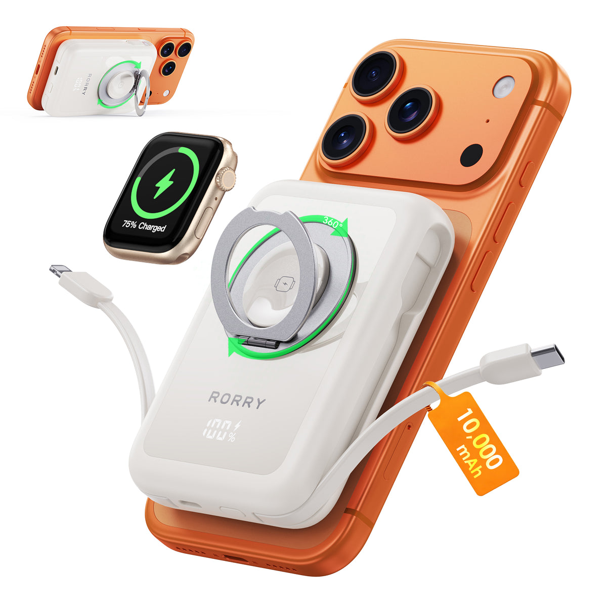 RORRY CharmAir P8-10000mAh MagSafeモバイルバッテリー 22.5W