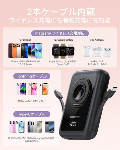 RORRY CharmAir P8-10000mAh MagSafeモバイルバッテリー 22.5W