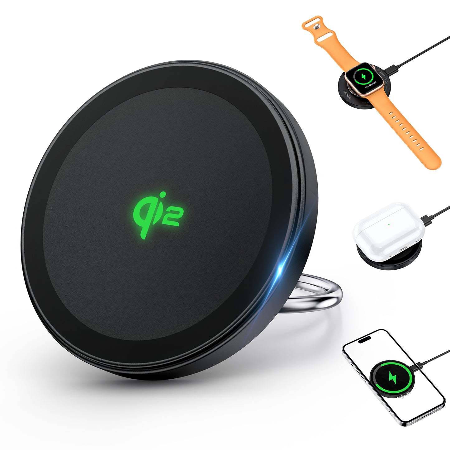 RORRY A3 超小型Qi2 3in1ワイレス充電器（15W・リングスタンド機能付）