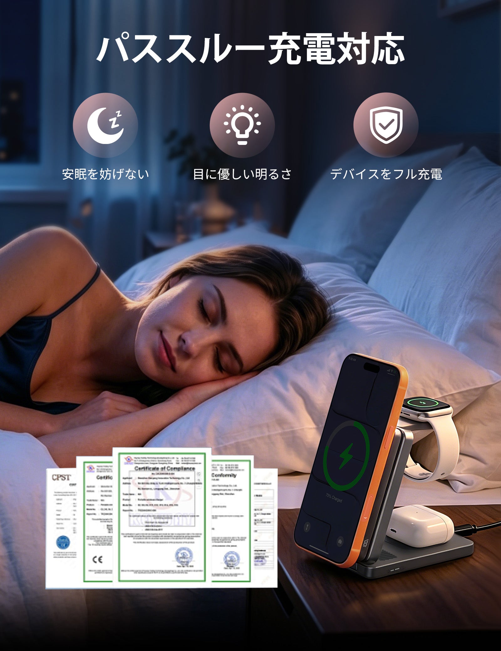 RORRY AuraDock M1-10000mAh 4in1 充電ステーション マグネット式モバイルバッテリー 30W