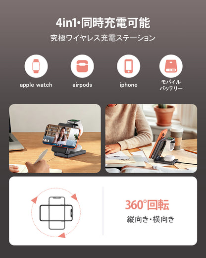 RORRY AuraDock M1-5000mAh 4in1充電ステーション マグネット式モバイルバッテリー搭載