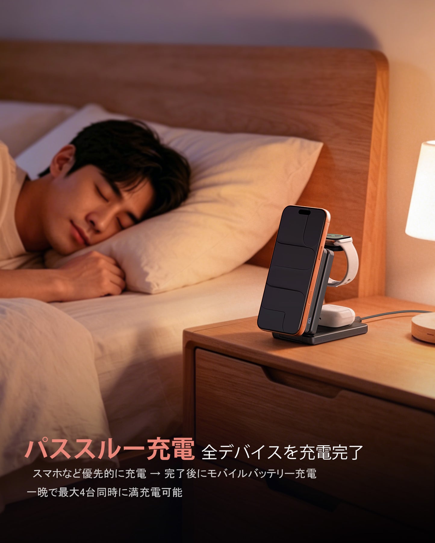 RORRY AuraDock M1-5000mAh 4in1充電ステーション マグネット式モバイルバッテリー搭載