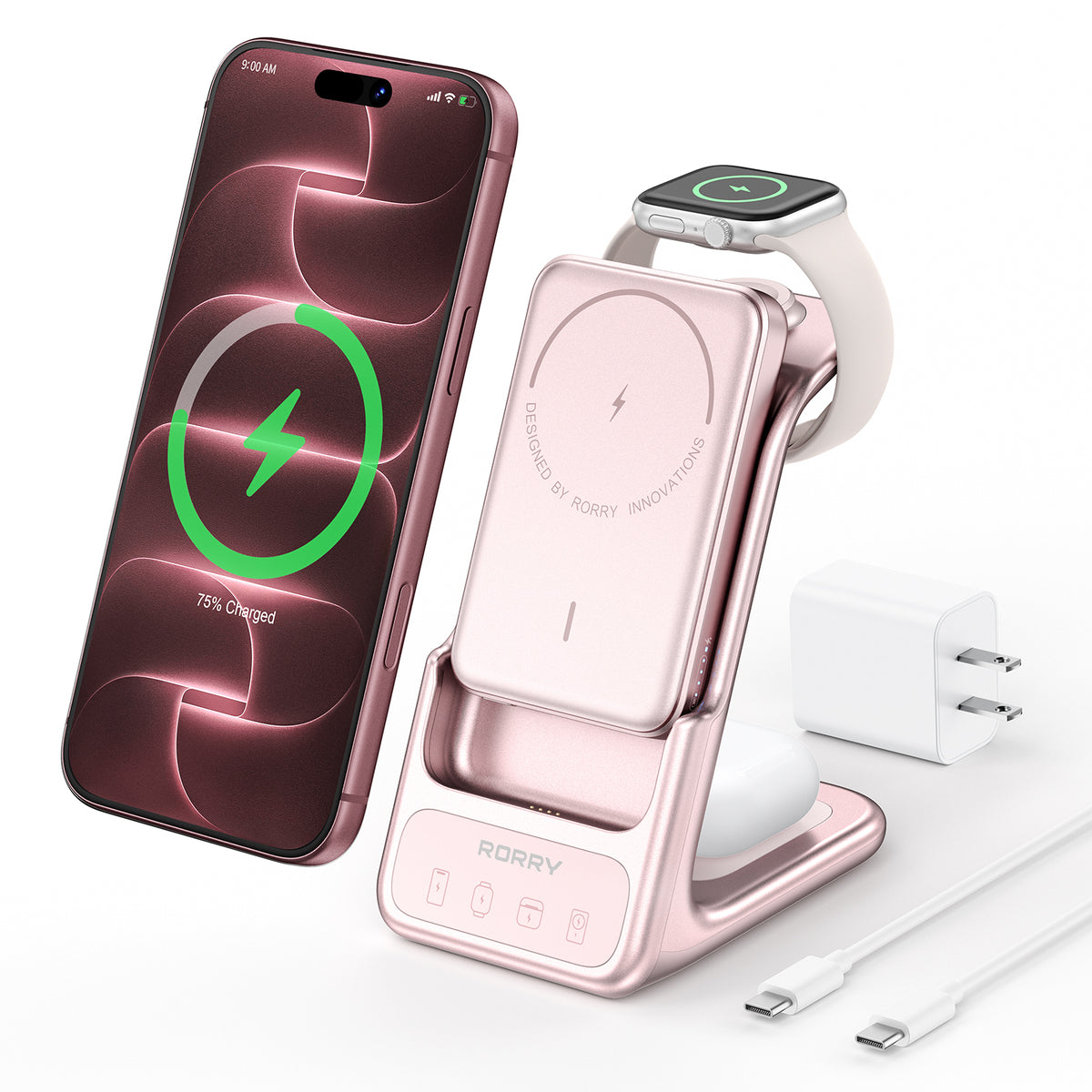 RORRY AuraDock® M2-10000mAh 4in1 充電ステーション 着脱式モバイルバッテリー付き 30W