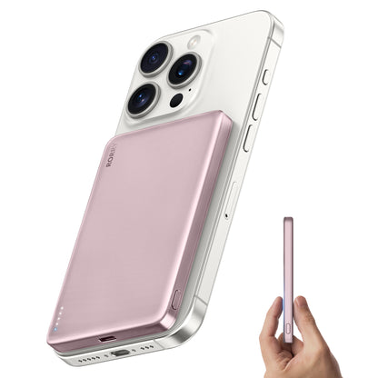 RORRY D14 モバイルバッテリー MagSafe対応 5000mAh 超薄型アルミ 2台同時ワイヤレス充電 PSE認証 iPhone 17/16/15/14/13/12対応