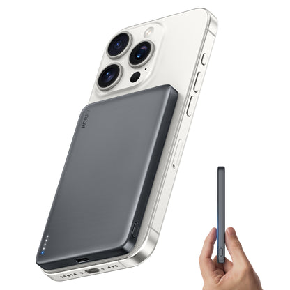 RORRY D14 モバイルバッテリー MagSafe対応 5000mAh 超薄型アルミ 2台同時ワイヤレス充電 PSE認証 iPhone 17/16/15/14/13/12対応