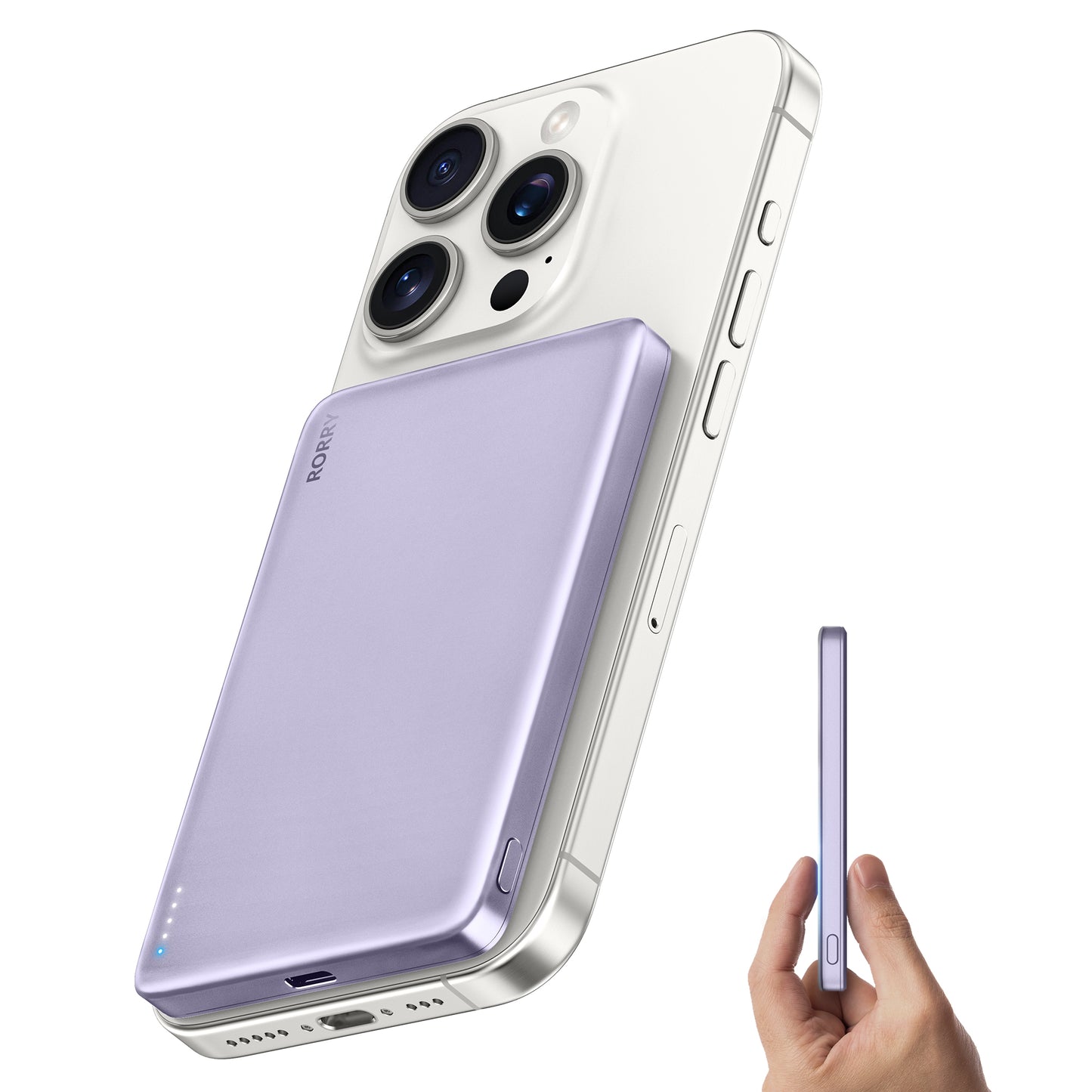 RORRY D14 モバイルバッテリー MagSafe対応 5000mAh 超薄型アルミ 2台同時ワイヤレス充電 PSE認証 iPhone 17/16/15/14/13/12対応