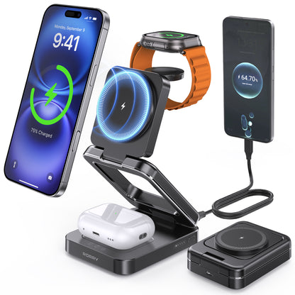 RORRY D17-5000mAh D18-10000mAh 3 in 1 ワイヤレス充電ステーション