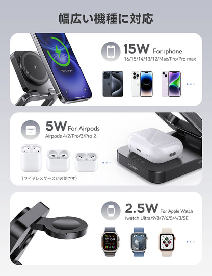 RORRY D17-5000mAh D18-10000mAh 3 in 1 ワイヤレス充電ステーション