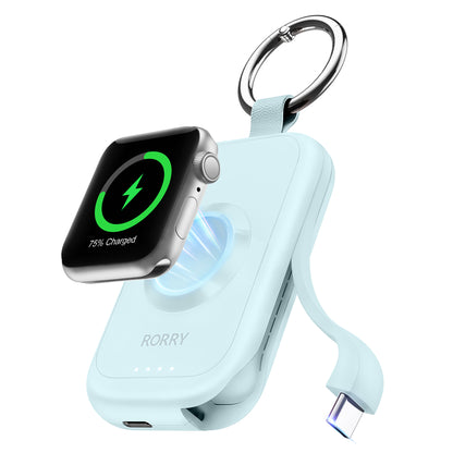 RORRY D2 Apple Watch モバイルバッテリー 2500mAh USB-C内蔵 2in1 充電器 ライト・コンパクト PSE認証