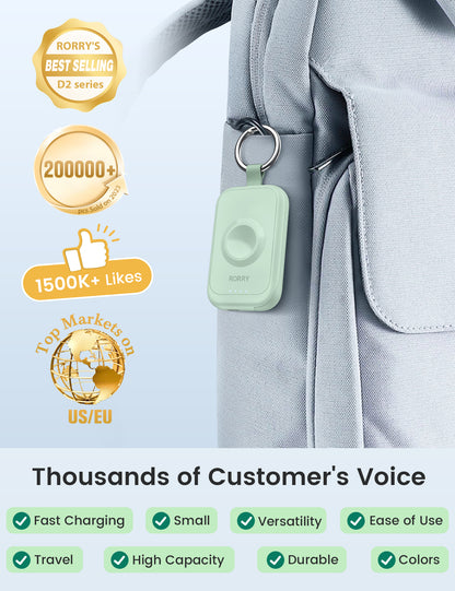 RORRY D2 Apple Watch モバイルバッテリー 2500mAh USB-C内蔵 2in1 充電器 ライト・コンパクト PSE認証