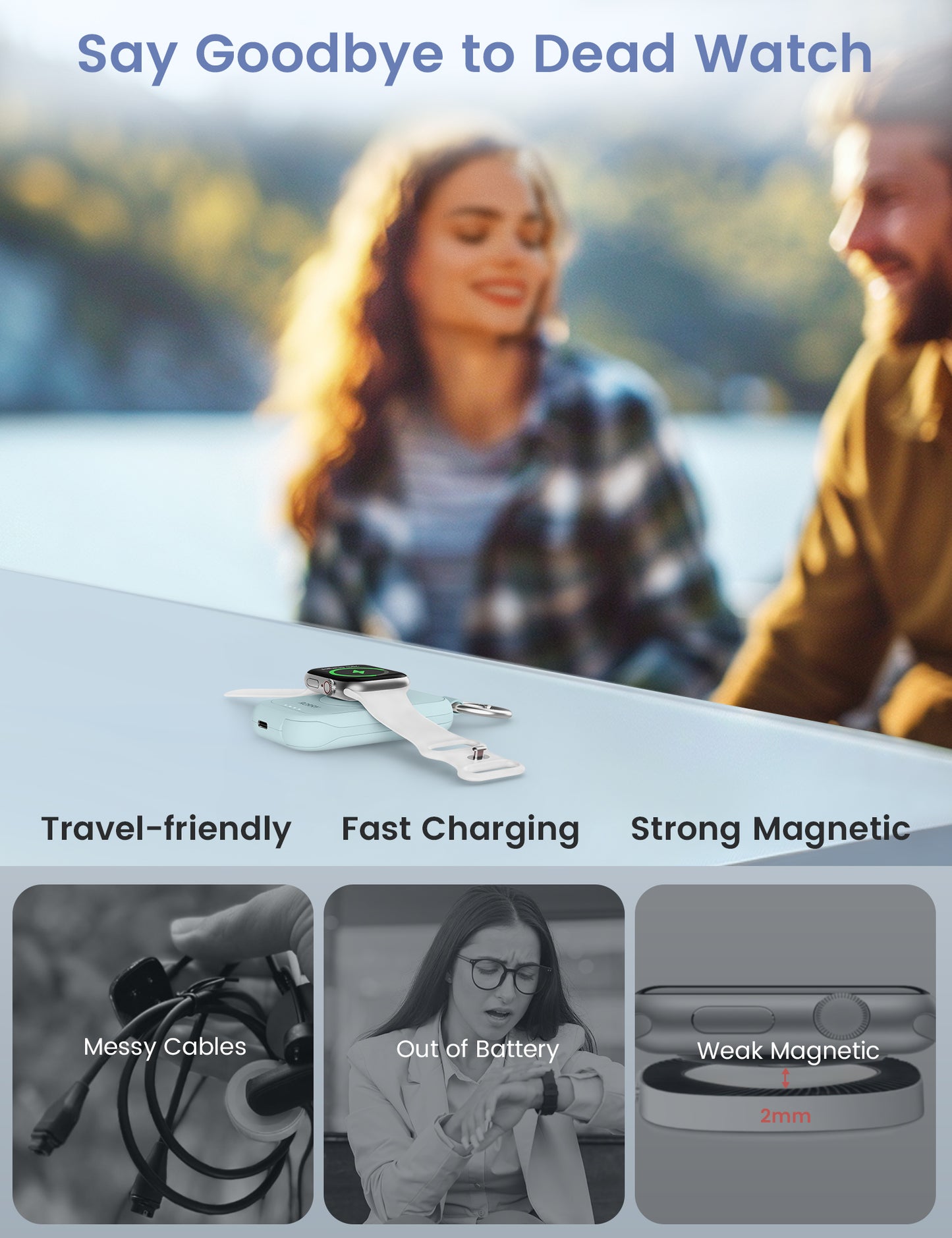 RORRY D2 Apple Watch モバイルバッテリー 2500mAh USB-C内蔵 2in1 充電器 ライト・コンパクト PSE認証