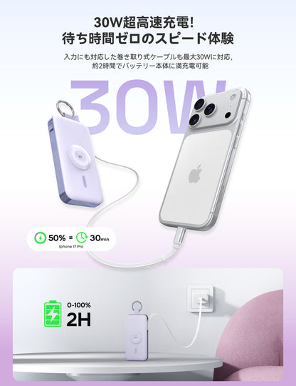 RORRY D3 12000mAh キーチェーン型モバイルバッテリー 30W