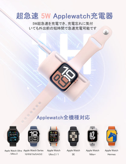 RORRY D5【進級プロ版】10000mAh Type-Cコネクター一体型モバイルバッテリー・22.5W急速充電・Apple Watch充電対応