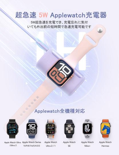 RORRY D5【進級プロ版】10000mAh Type-Cコネクター一体型モバイルバッテリー・22.5W急速充電・Apple Watch充電対応