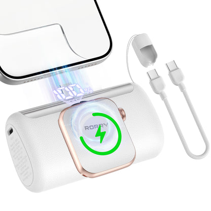 RORRY D5【進級プロ版】10000mAh Type-Cコネクター一体型モバイルバッテリー・22.5W急速充電・Apple Watch充電対応