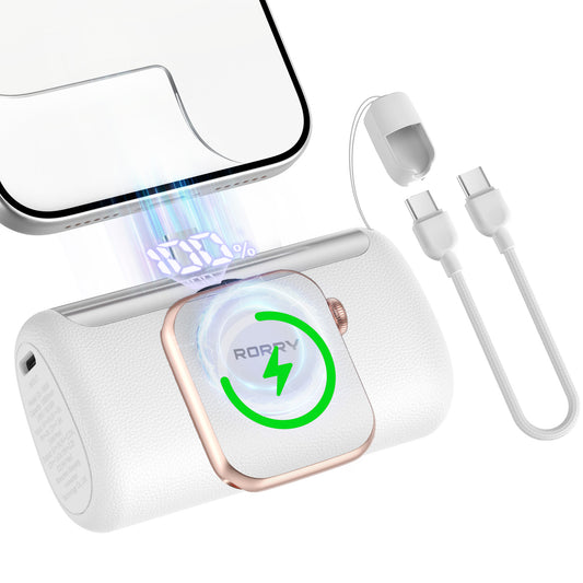 RORRY D5【進級プロ版】10000mAh Type-Cコネクター一体型モバイルバッテリー・22.5W急速充電・Apple Watch充電対応