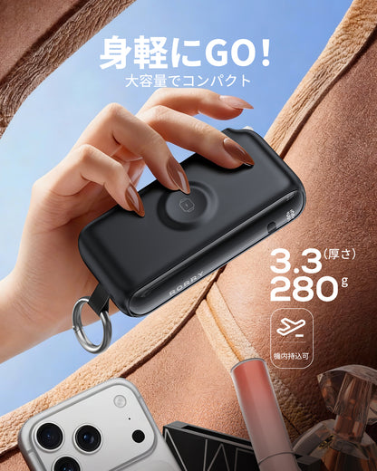 RORRY Flow CB4-10000mAh ポータブル充電器（ケーブル＆ACプラグ内蔵・40W急速充電）