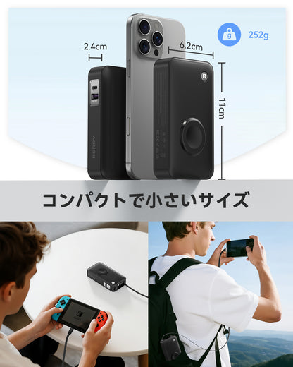 RORRY H1 10000mAh モバイルバッテリー（伸縮ケーブル内蔵・30W出力）