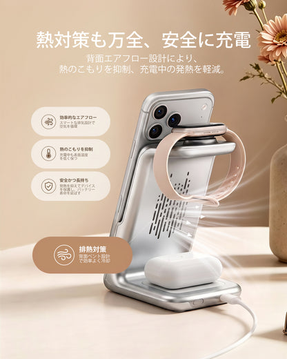 RORRY AuraDock M2-5000mAh 4in1 充電ステーション 着脱式モバイルバッテリー付き