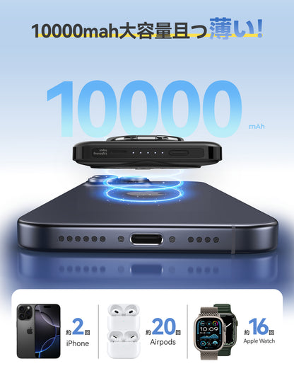 RORRY P1 MagSafe 10000mAh モバイルバッテリー（リング付き）